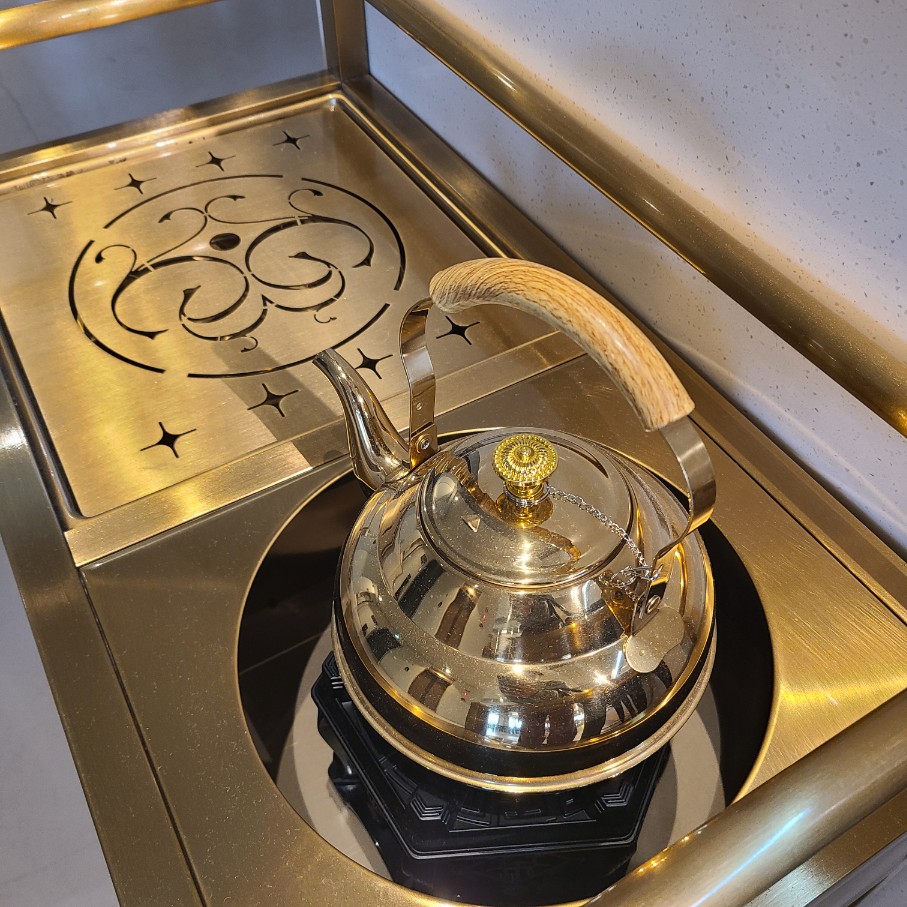 [공부차] 304 스텐 금색 다도 테이블 (금주전자,화로)