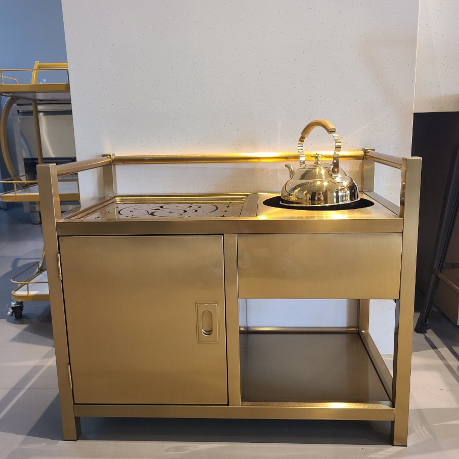 [공부차] 304 스텐 금색 다도 테이블 (금주전자,화로)