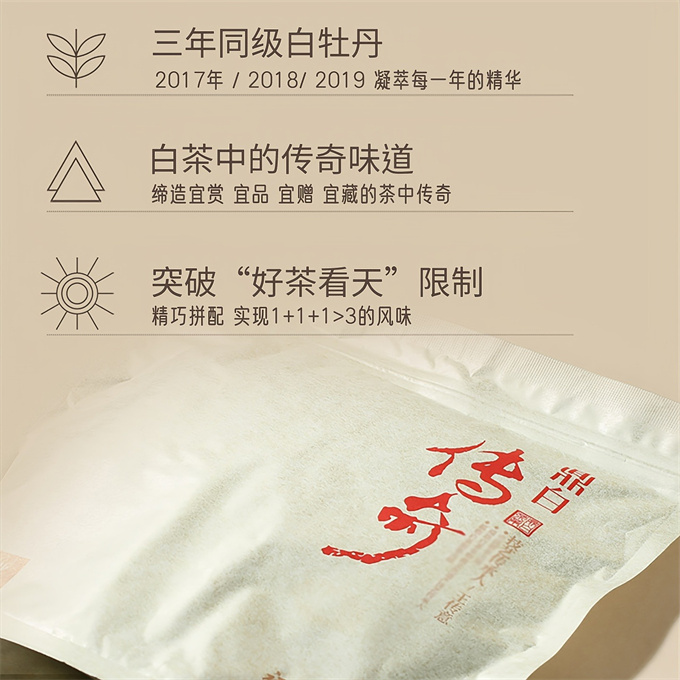 [무결점 鼎白] 정백전기 2018판 목단병 간편포장 2017년-2018년-2019년 1급 백모단 350g
